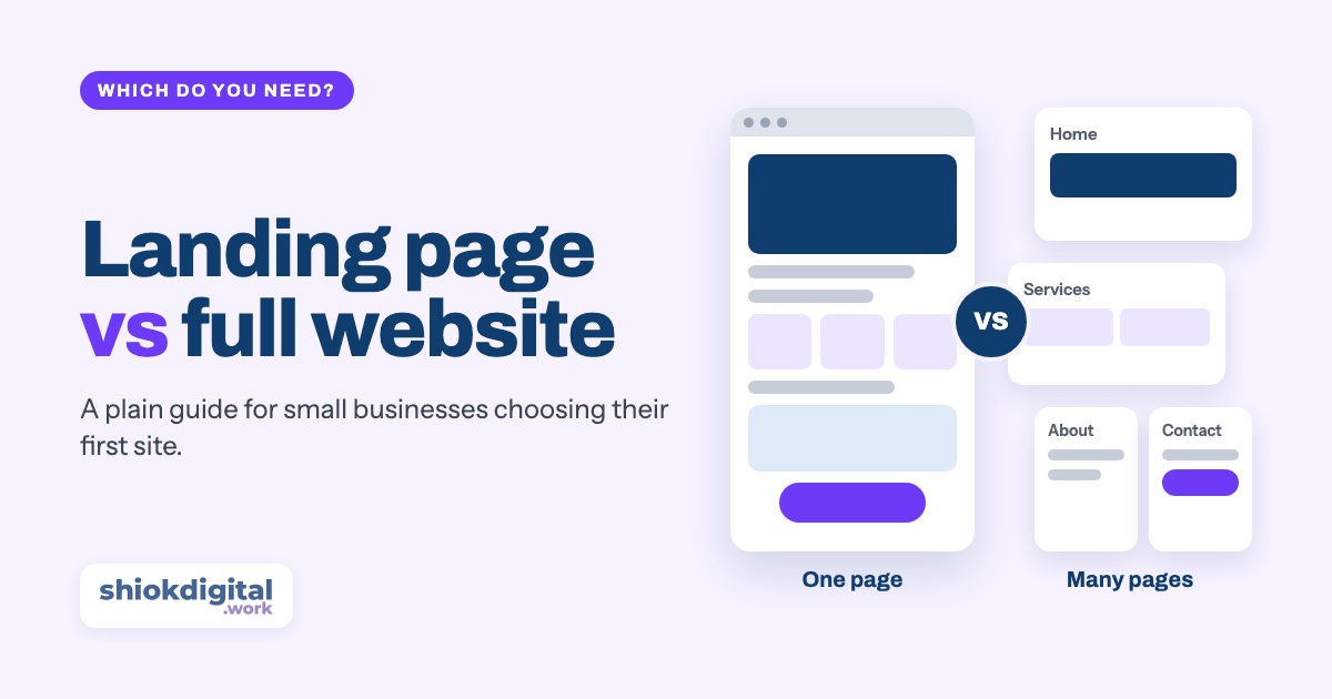 Landing page vs full website: which do you need?